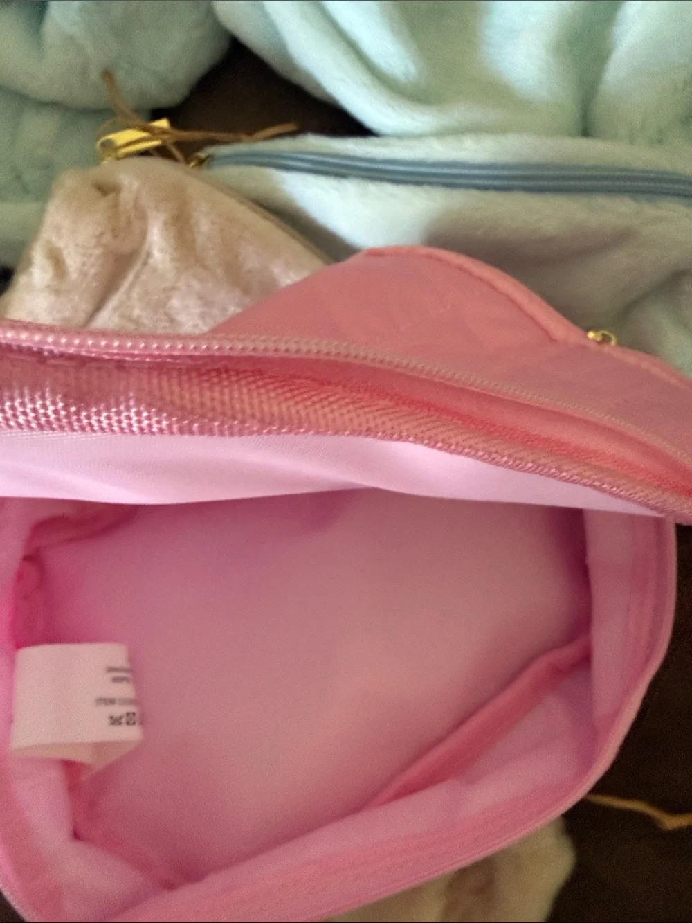 Fuzzy pencil cases NWOT 8 teal, 3 tan , 2 pink storage